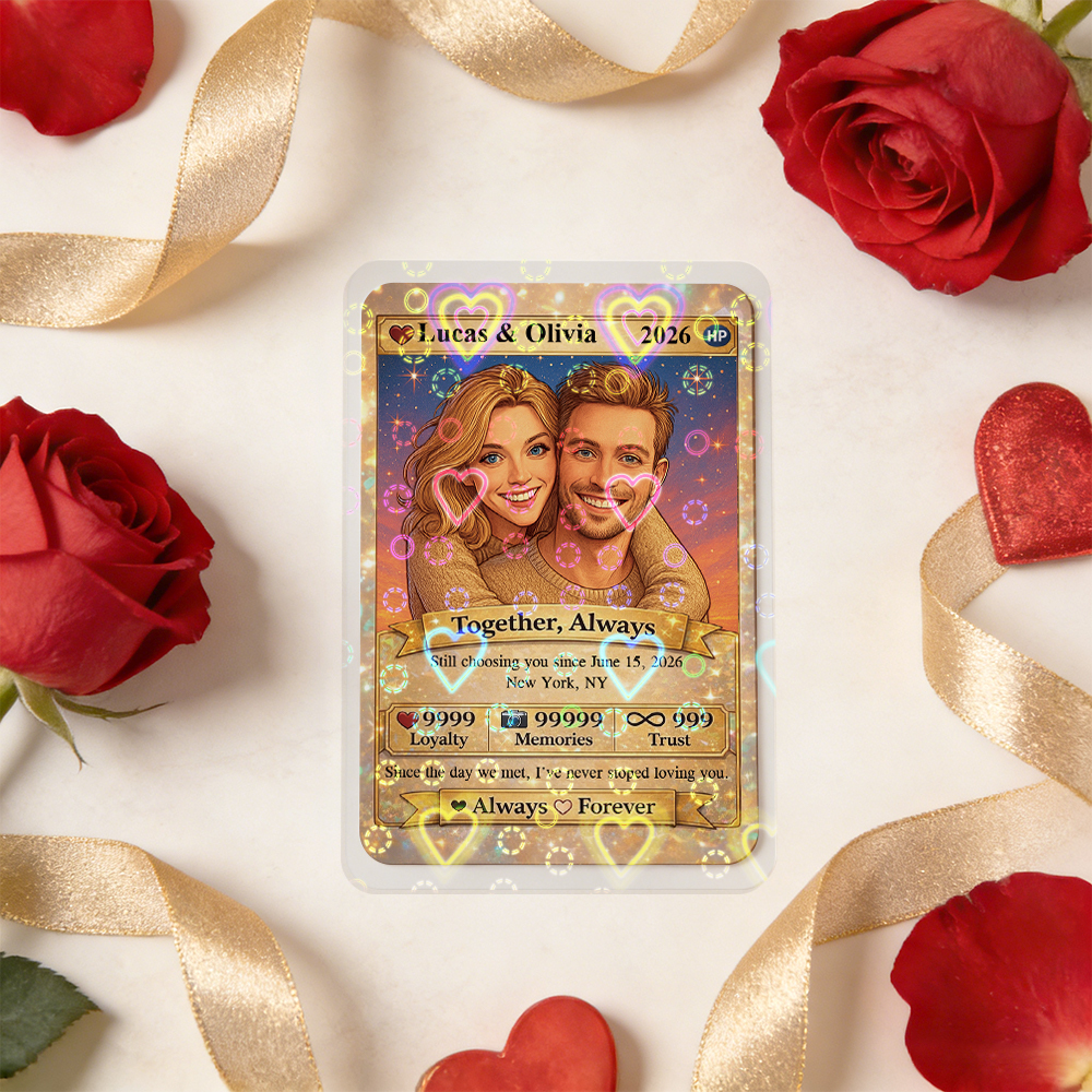 Personalized Valentine's Day Power Couple Card, Custom Anniversary Card Couple Photo Anime Style, Best Valentine's Day Gift for Lover - MyMoonLampUk