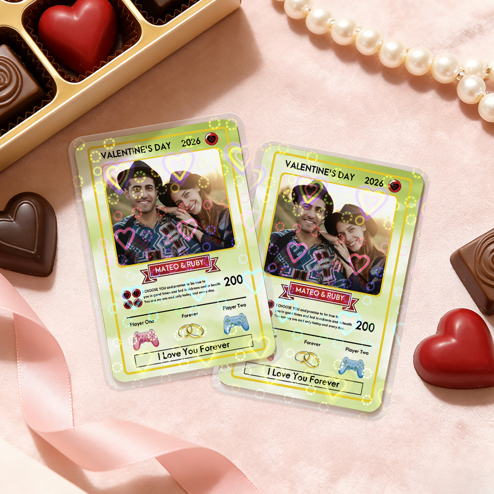 Personalized Valentine's Day Power Couple Card, Custom Anniversary Card Couple Photo Anime Style, Best Valentine's Day Gift for Lover - MyMoonLampUk