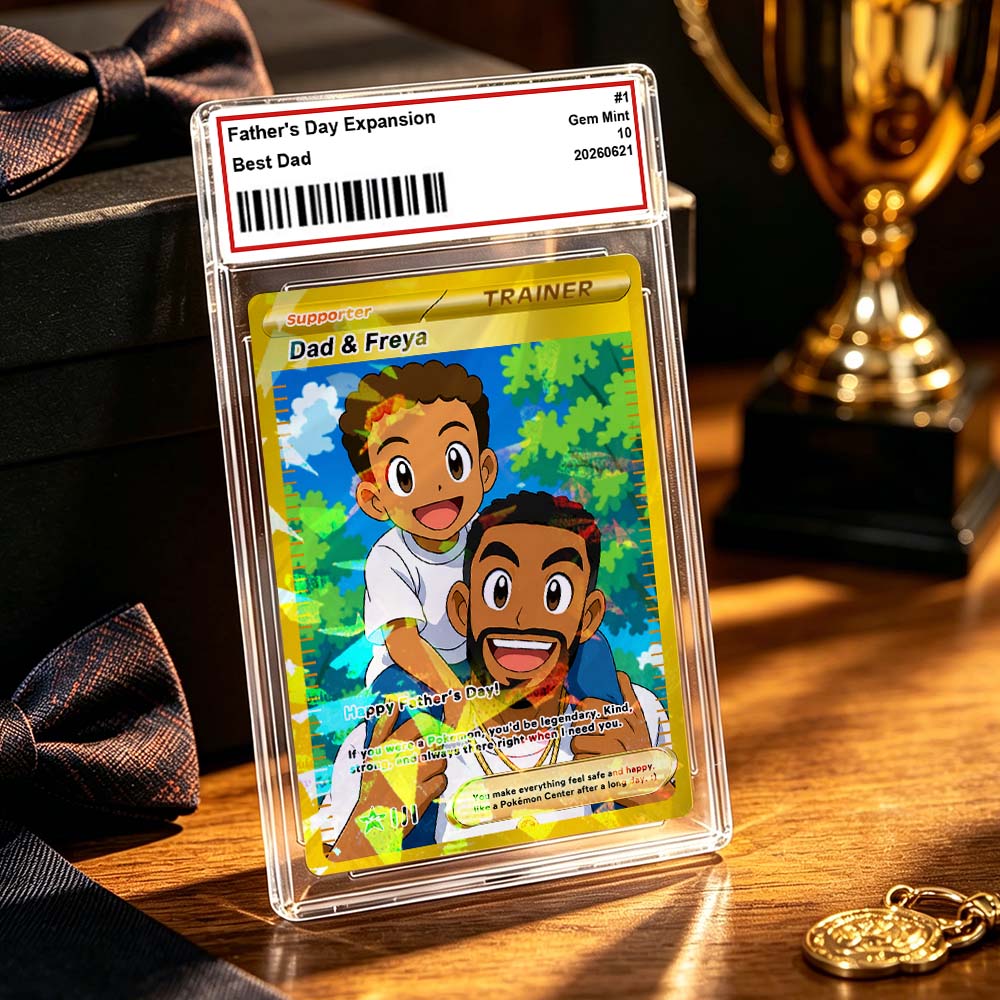 Custom Anime Trainer Card – Personalized "Ultra Rare" Graded Slab Gift for Dad & Mom