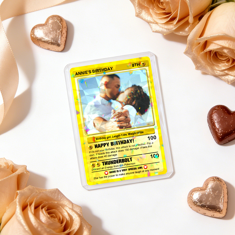 Personalized Poke Card in Birthday, Birthday Wallet Card, Birthday Photo Card from Kids, Custom Poke Anniversary Card, Happy Birthday Gift - MyMoonLampUk