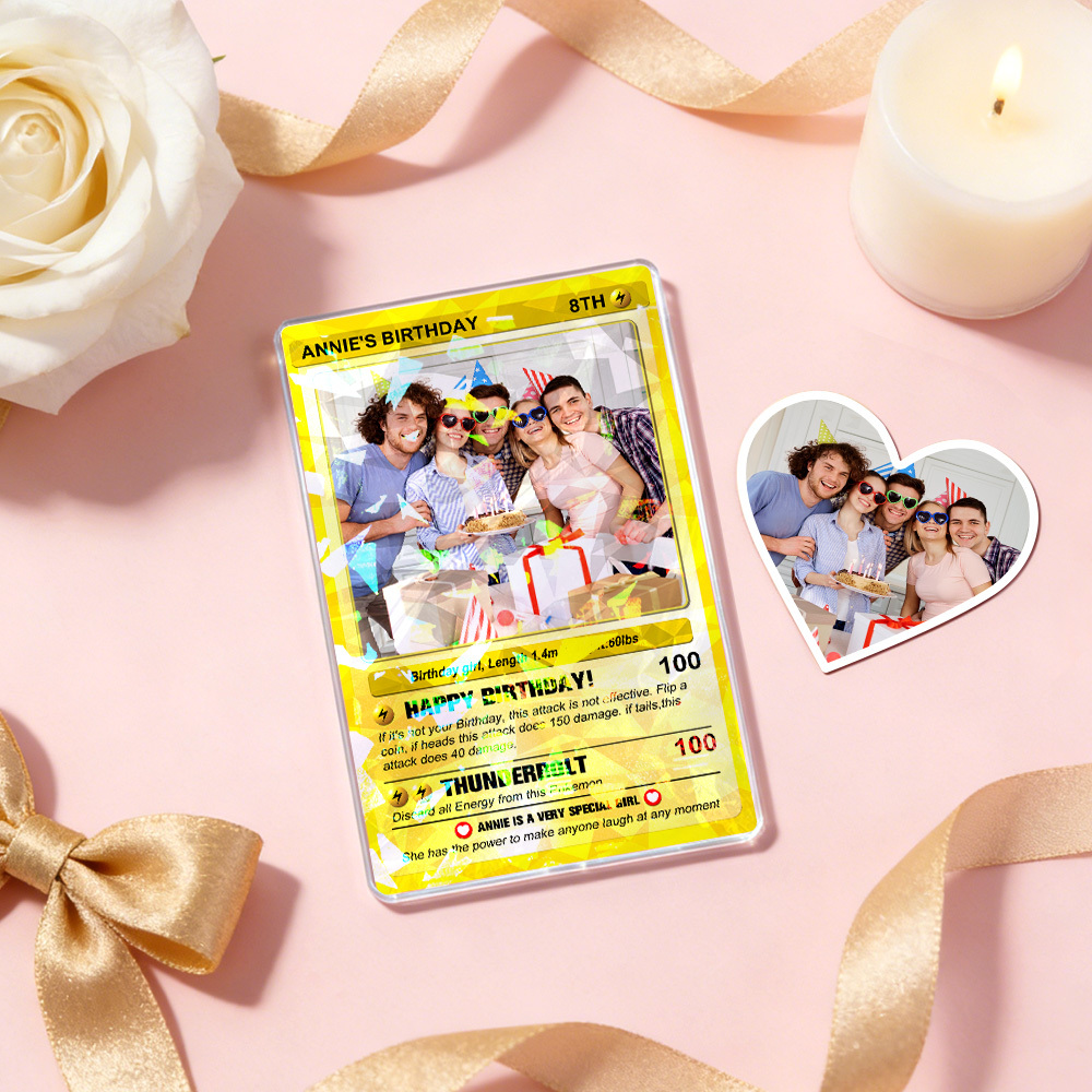 Personalized Poke Card in Birthday, Birthday Wallet Card, Birthday Photo Card from Kids, Custom Poke Anniversary Card, Happy Birthday Gift - MyMoonLampUk