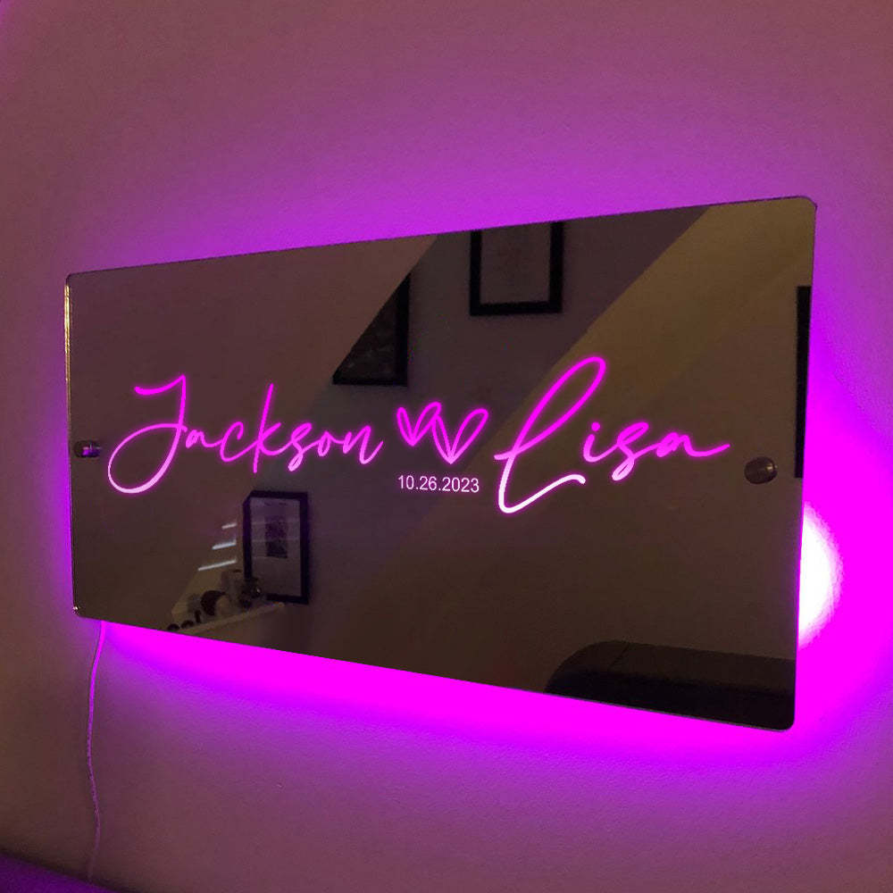Personalized Couple Name Mirror Light Marquee Christmas Gift - mymoonlampuk