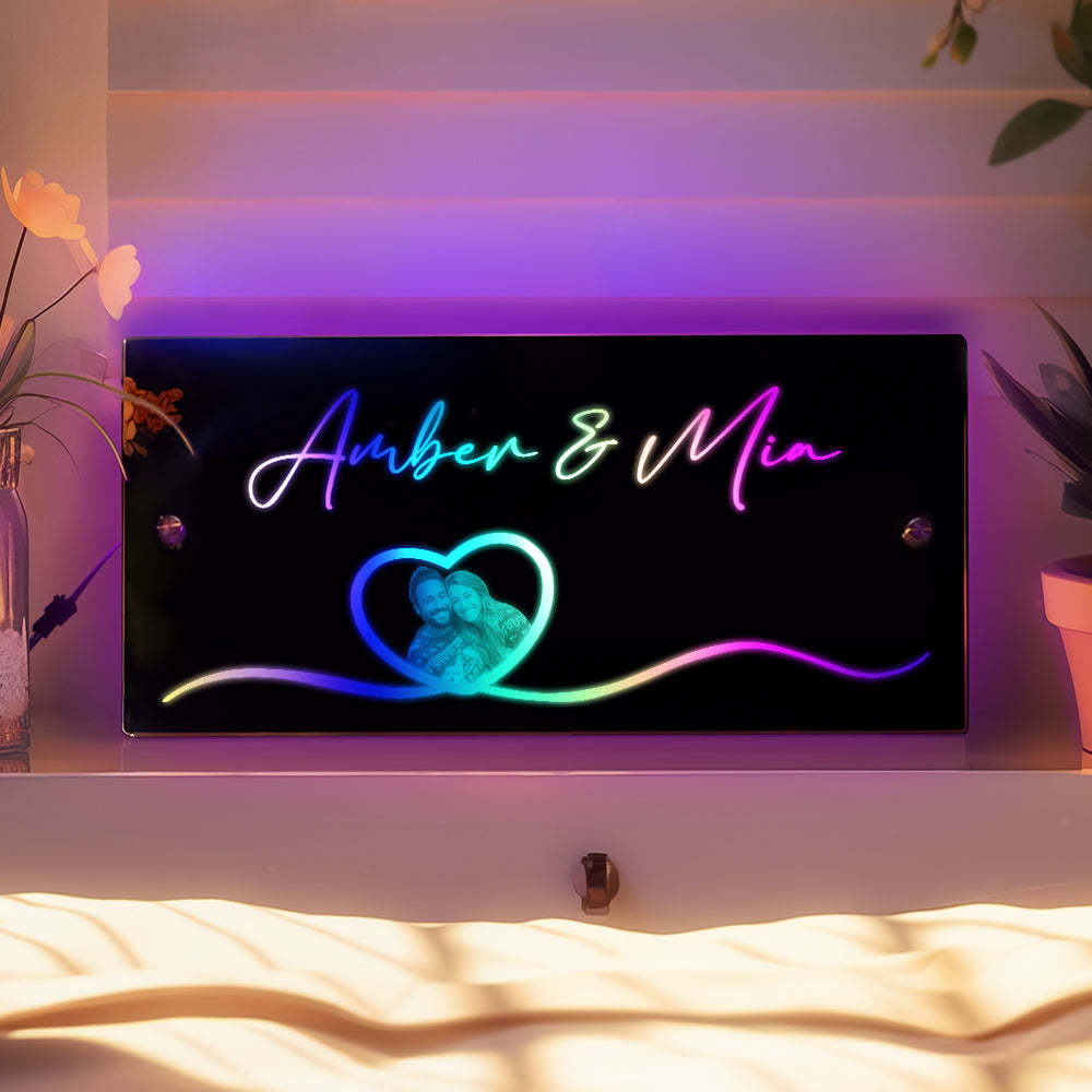 Personalized Valentine's Gifts Custom Photo Name Mirror Light Heart Romantic Gift - mymoonlampuk