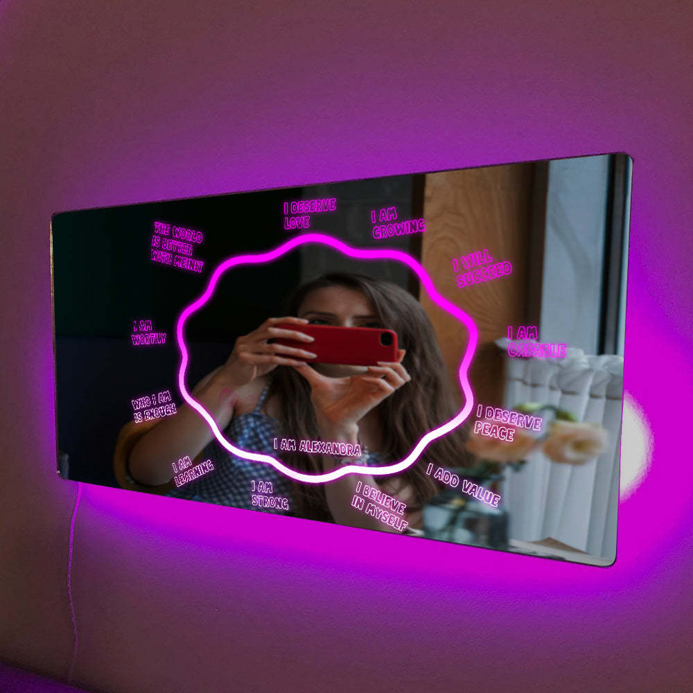 Personalized Affirmation Mirror Night Light Bedroom Decor - mymoonlampuk