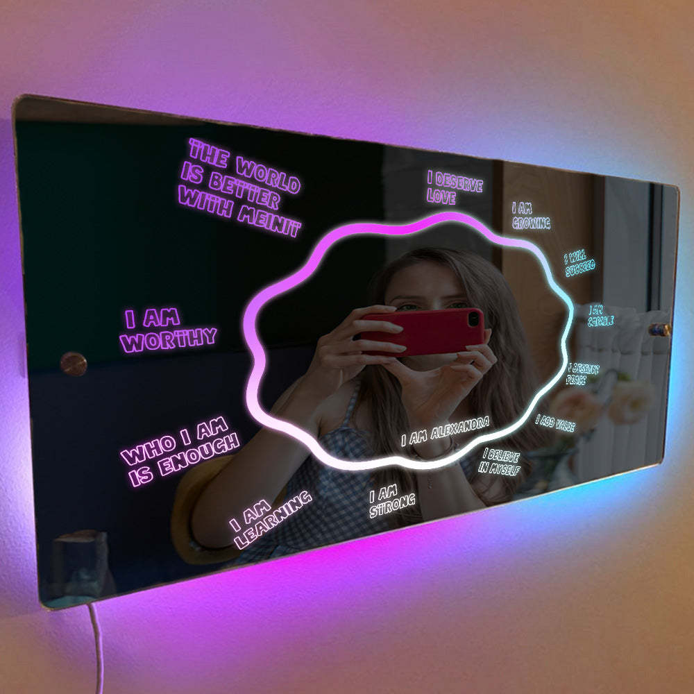 Personalized Affirmation Mirror Night Light Bedroom Decor - mymoonlampuk