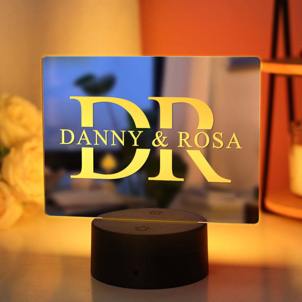 Custom Name Mirror Light Colorful Lamp House Sign Gift for Couple - mymoonlampuk