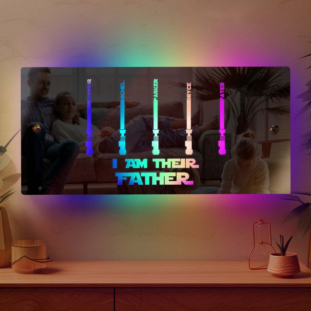 Personalized I Am Their Father Mirror Light Custom Name Light Up Mirror Father's Day Gifts - MyMoonLampUk