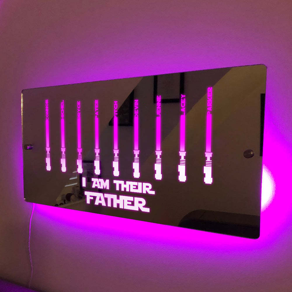 Personalized I Am Their Father Mirror Light Custom Name Light Up Mirror Father's Day Gifts - MyMoonLampUk
