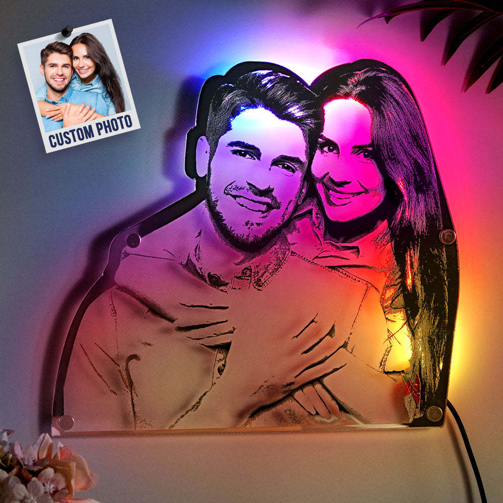 Personalized Portrait Mirror Light Wall Decor Gift - MyMoonLampUk
