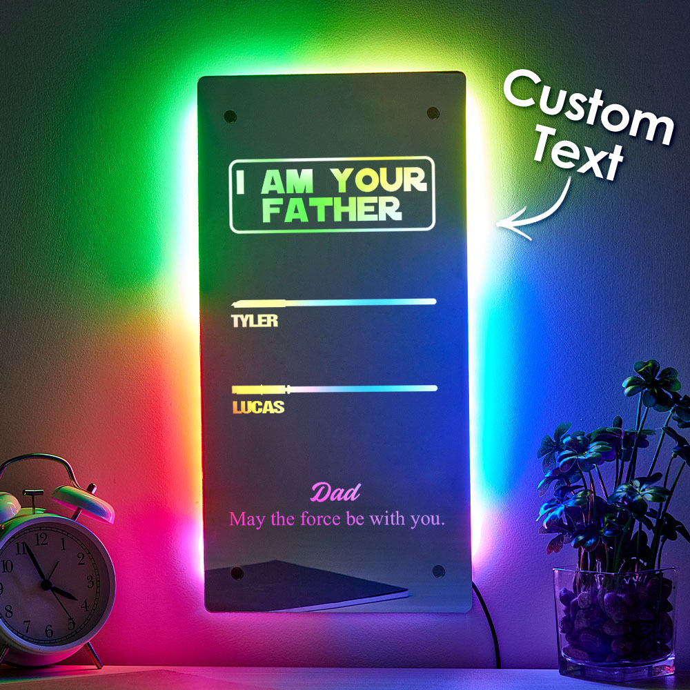Father's Day I Am Their Father Lightsaber Mirror Lamp Gift for Dad
