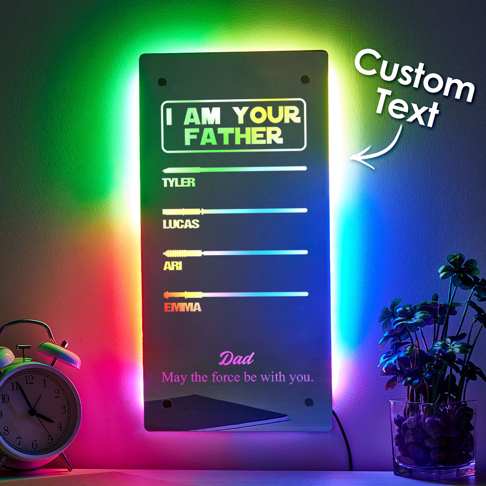 Father's Day I Am Their Father Lightsaber Mirror Lamp Gift for Dad