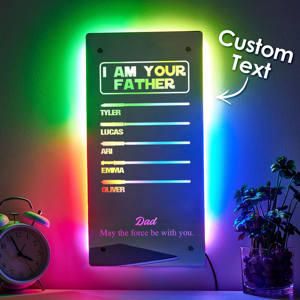 Father's Day I Am Their Father Lightsaber Mirror Lamp Gift for Dad