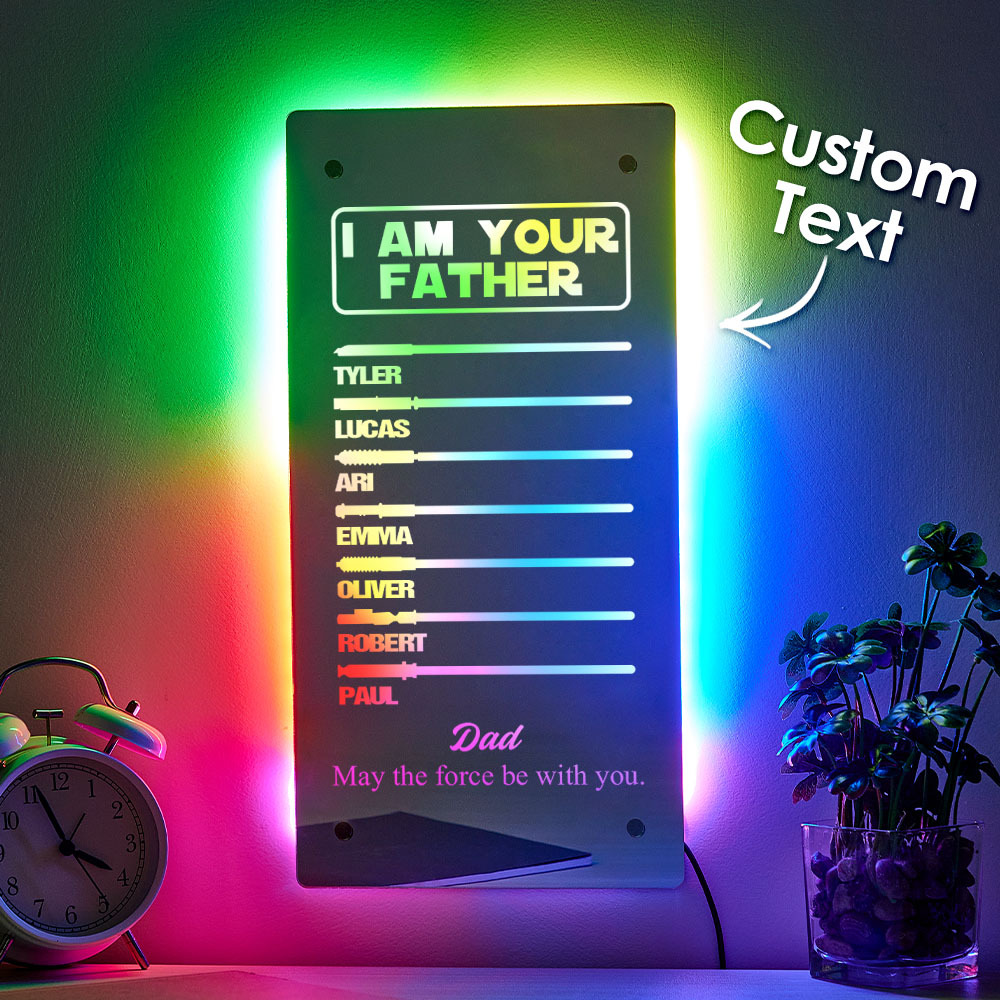 Father's Day I Am Their Father Lightsaber Mirror Lamp Gift for Dad