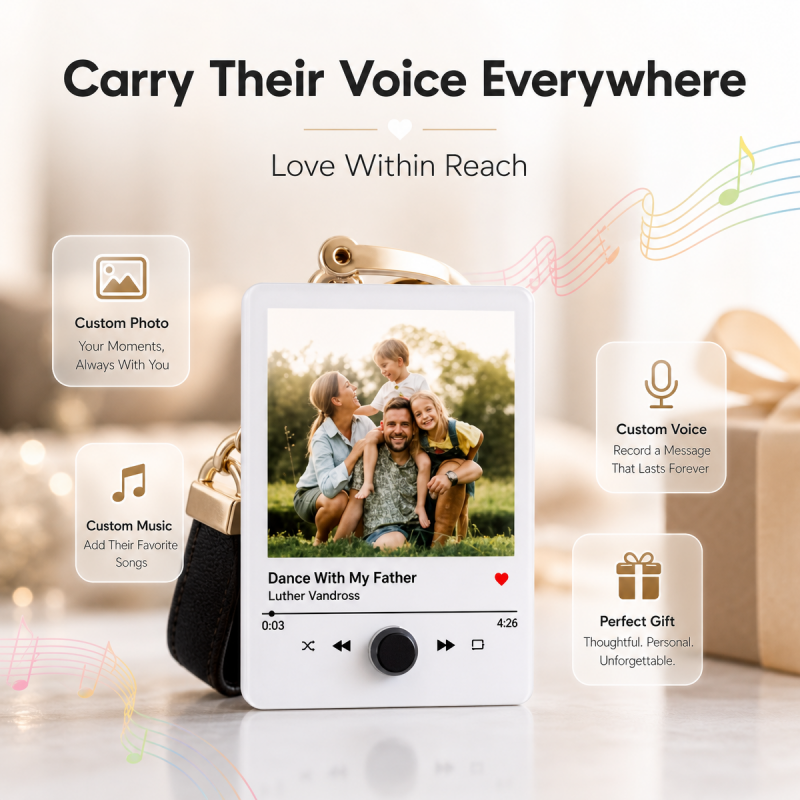 Personalized Photo Music Keychain, Custom Voice Recording Acrylic Key Ring, DIY Photo Album Style Keychain, Custom Sound Message Gift for Family, Couple & Friends - MyMoonLampUk