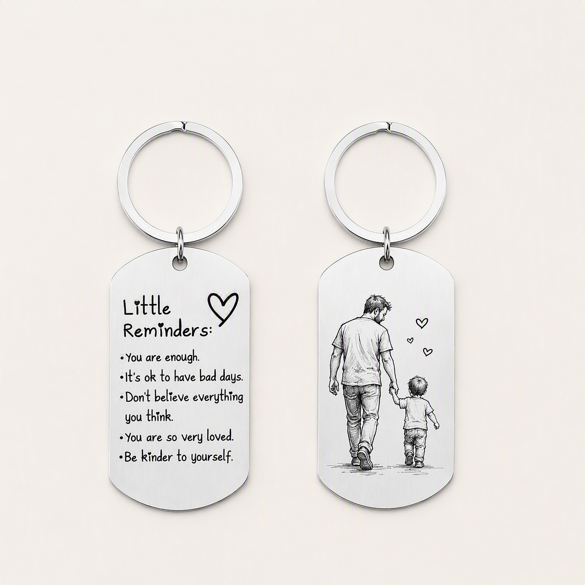 Personalized Photo Inspirational Little Reminders Keychain – Custom Engraved Stainless Steel Dog Tag with Photo Sketch | Meaningful Gift for Friends & Family - MyMoonLampUk