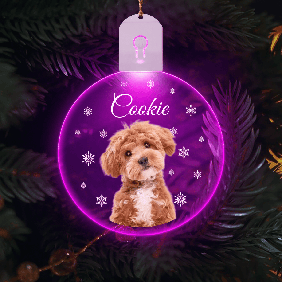 Custom Photo Dog Circle Led Acrylic Ornament Christmas Gift For Dog Lovers - MyMoonLampUk
