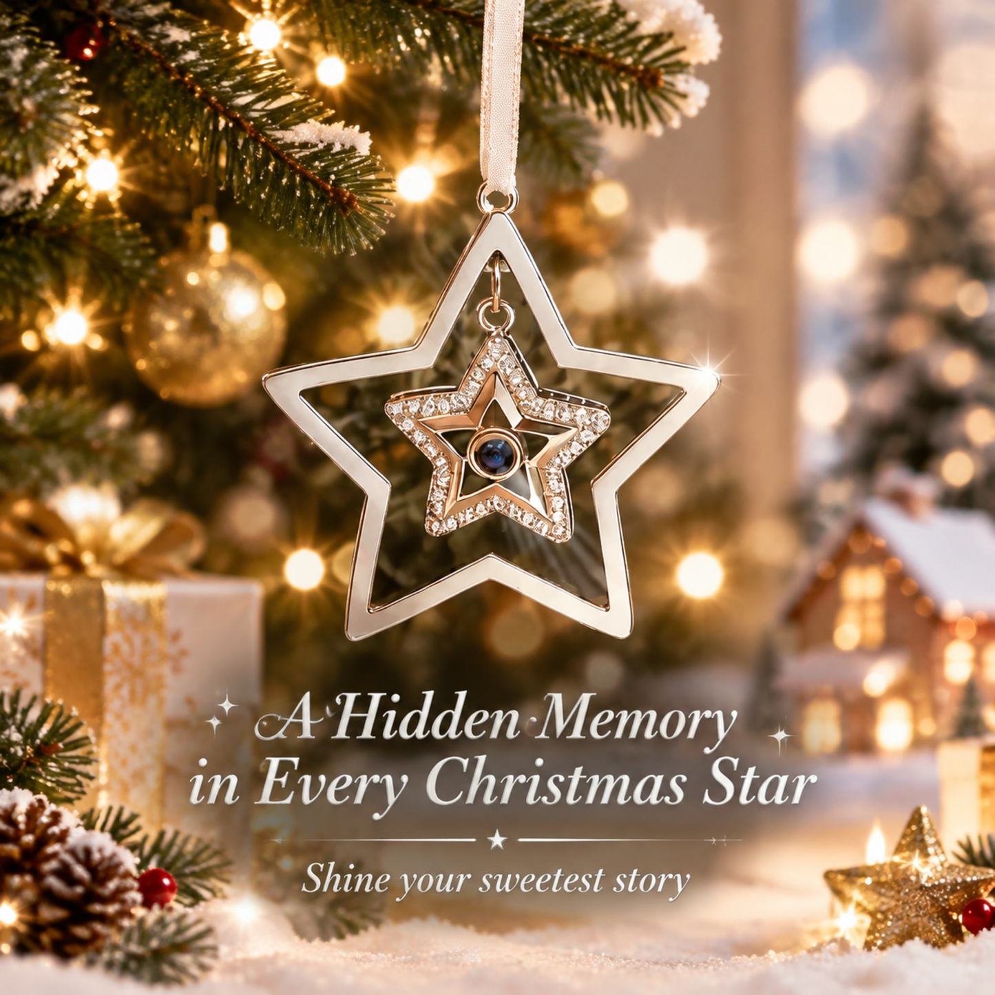 Custom Projection Photo Star Decoration, Christmas Tree Star Ornament, Christmas Photo Ornament, Baby's First Christmas Decoration for Gift Giving - MyMoonLampUk
