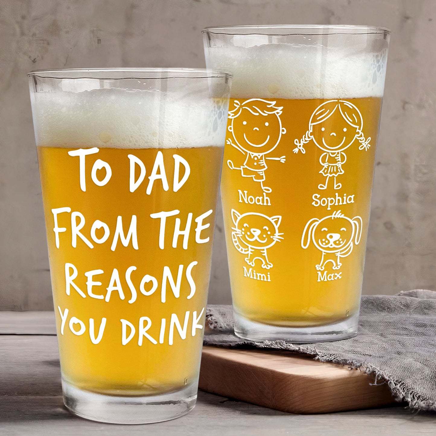 From The Reasons You Drink Father's Day Gifts For Dad - Personalized Beer Glass - MyMoonLampUk