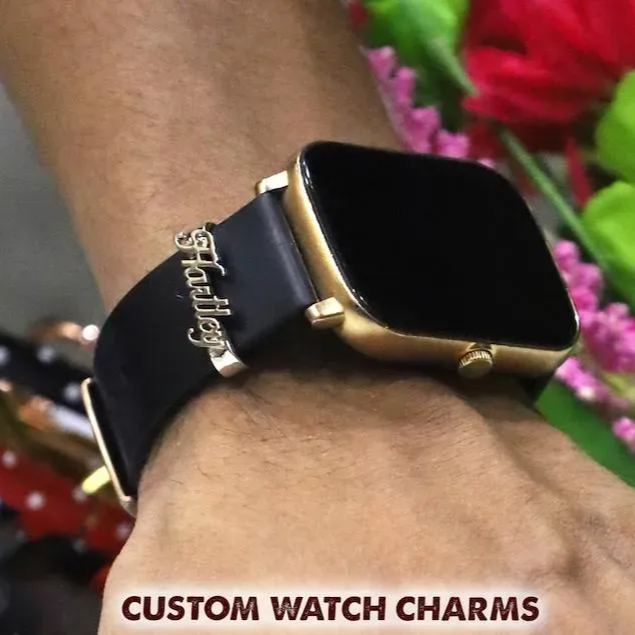 Personalized Apple Watch Charms - Watch Name Band - Watch Bar Name Charm - Rose Gold Silver Name Tag - Valentine's Day Gift - Gift for Her - MyMoonLampUk