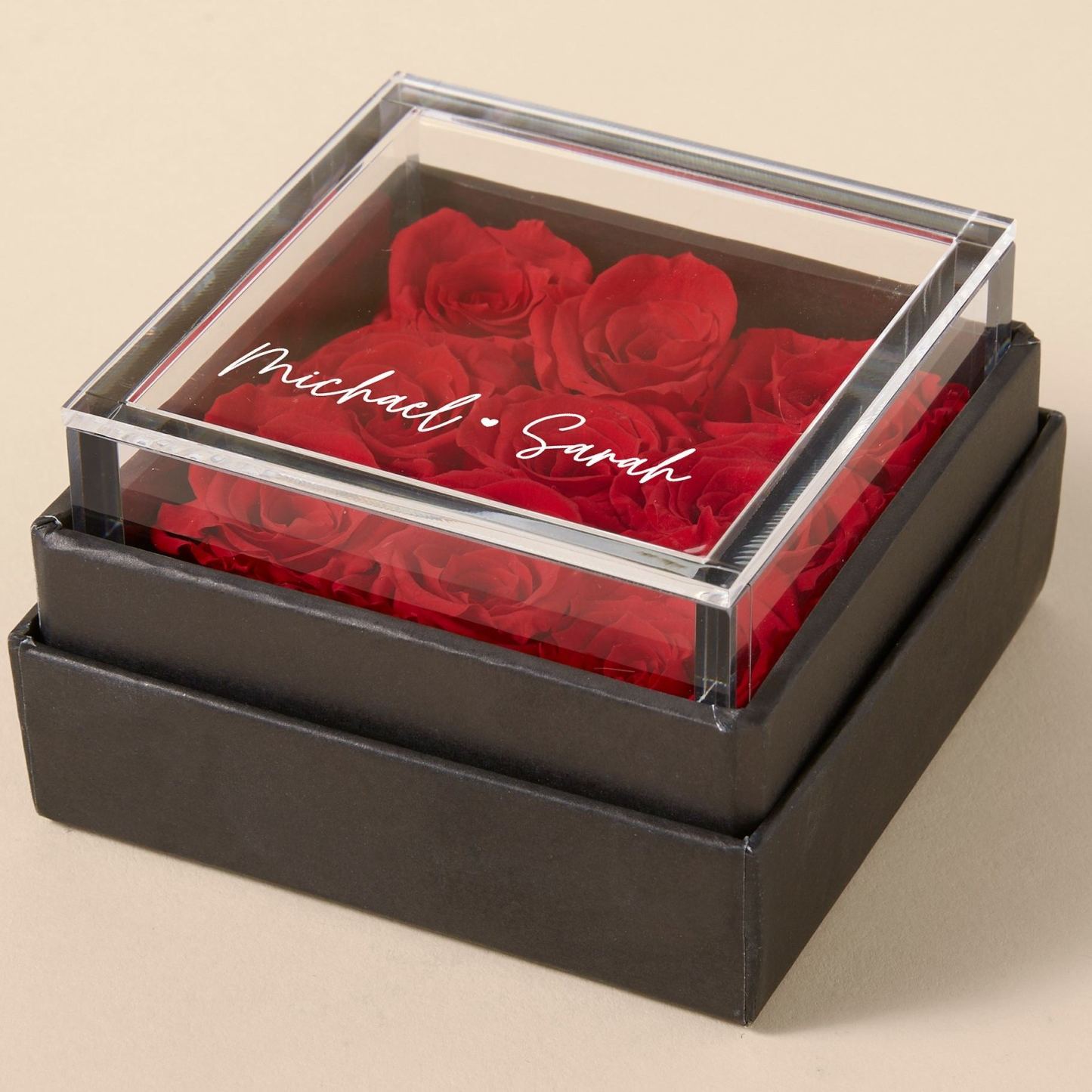 Personalized Connected Love Miniature Red Rose Keepsake Box - MyMoonLampUk