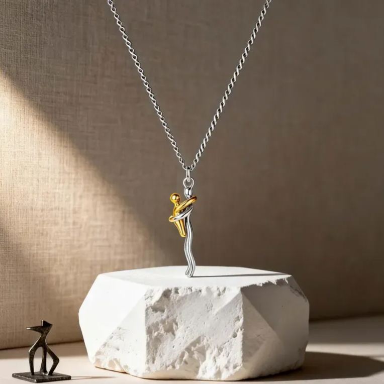 Mother Child Hug Necklace - Two Tone Embrace Pendant Jewelry Gift,Gift for her, Gifts,Mother's Day Gift - MyMoonLampUk
