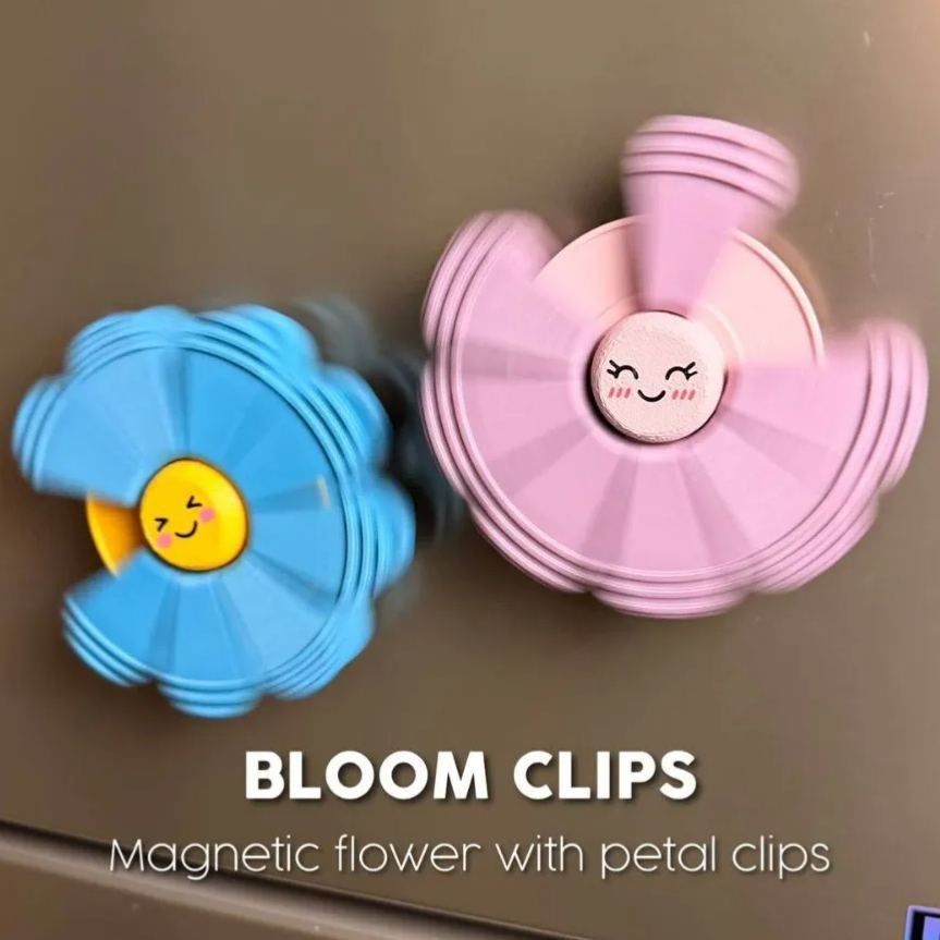 Magnetic Flower With Petal Clips, PLA Fridge Magnet Sealing Clips, Multi-Purpose Food Bag Clips for Kitchen Storage - MyMoonLampUk