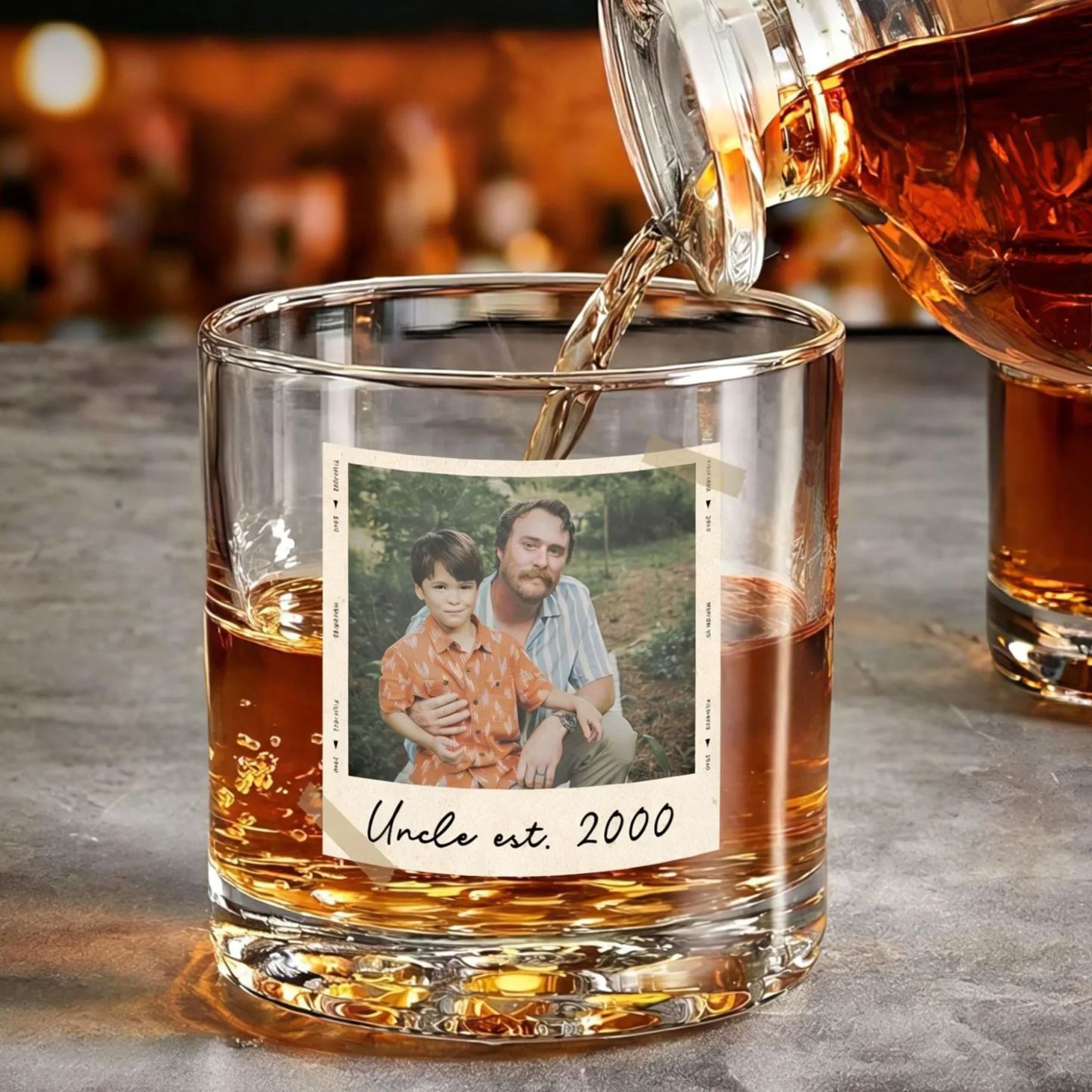Dad Gifts, Gifts For Dad, Custom Photo Dad Est Whiskey Glass, Grandpa Gift, Dad Glass, Gifts For Him, Portrait Photo Grandpa Glass, New Dad - MyMoonLampUk