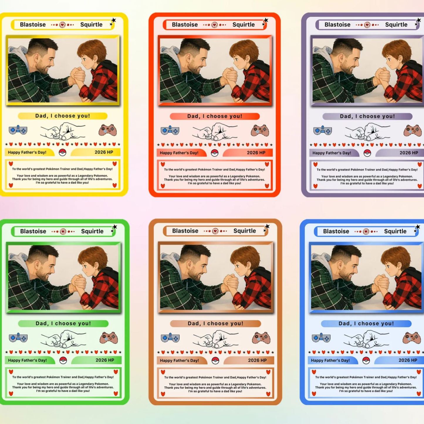Happy Father’s Day Personalized  Card - Anime Inspired Personalized Pokémon Card for Trainer Dad  Customizable Gift from Supporter, Wife, Son & Daughter - MyMoonLampUk