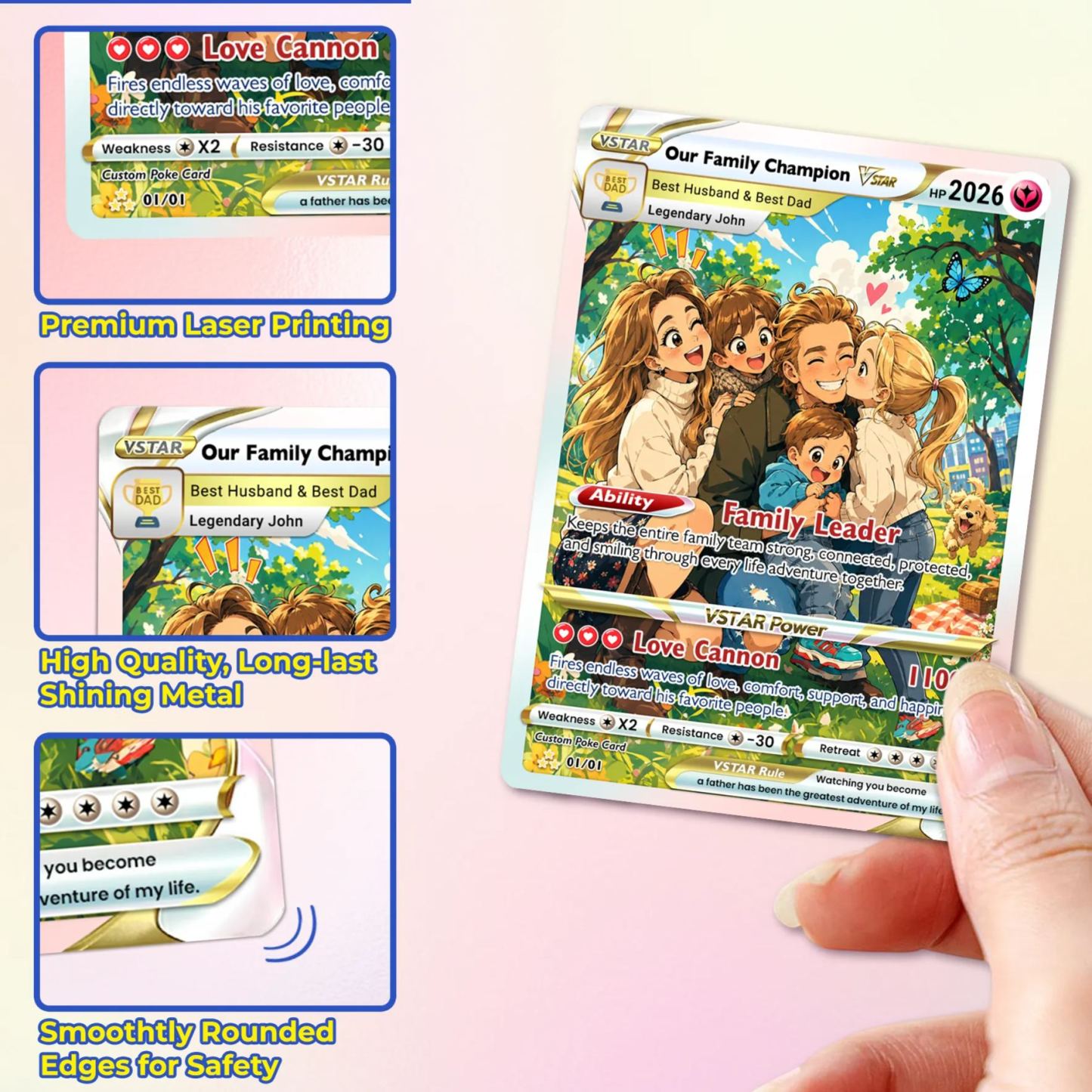 Custom Trainer Card - Trendy Comic Anime Style Personalized n Card for Dad - Perfect Gift from Wife & Kids Happy Father's Day - MyMoonLampUk