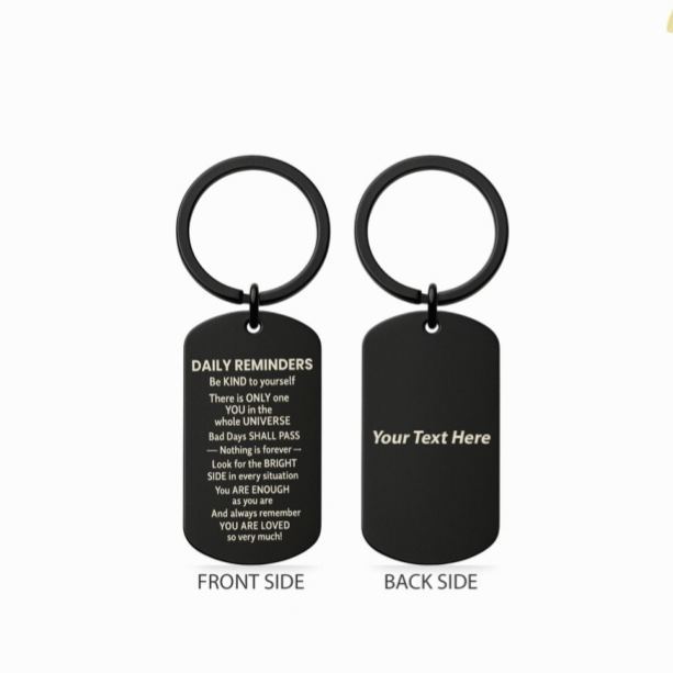 Daily Reminders Engraved Keyring, Motivational Quote Keychain, Inspirational Affirmation Gift, Stainless Steel Keyring Christmas Present - MyMoonLampUk