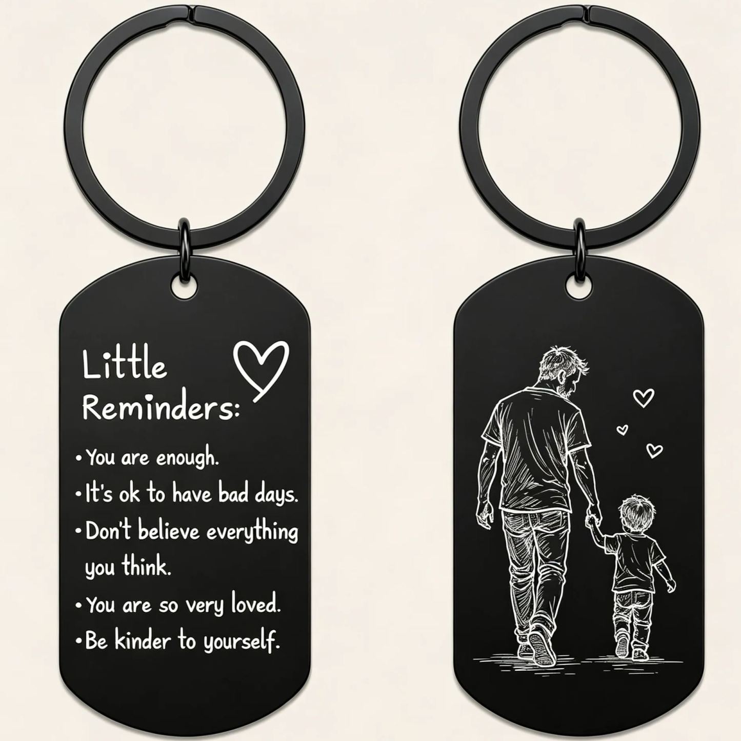 Personalized Photo Inspirational Little Reminders Keychain – Custom Engraved Stainless Steel Dog Tag with Photo Sketch | Meaningful Gift for Friends & Family - MyMoonLampUk