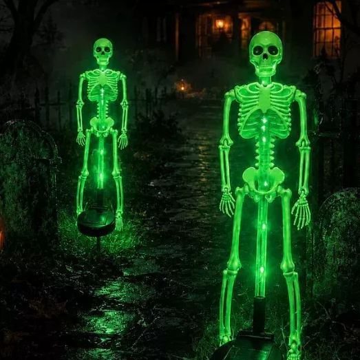 Halloween Solar Skeleton Ground Lights, Waterproof Outdoor Scary Skull Garden Stake Lights, Horror Yard Decorations for Halloween Party, Patio, Lawn & Graveyard Decor - MyMoonLampUk