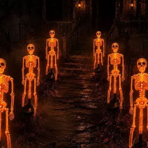 Halloween Solar Skeleton Ground Lights, Waterproof Outdoor Scary Skull Garden Stake Lights, Horror Yard Decorations for Halloween Party, Patio, Lawn & Graveyard Decor - MyMoonLampUk