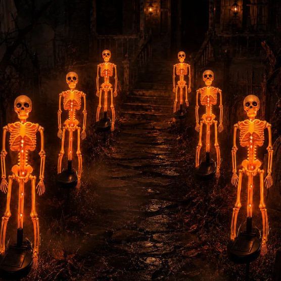 Halloween Solar Skeleton Ground Lights, Waterproof Outdoor Scary Skull Garden Stake Lights, Horror Yard Decorations for Halloween Party, Patio, Lawn & Graveyard Decor - MyMoonLampUk
