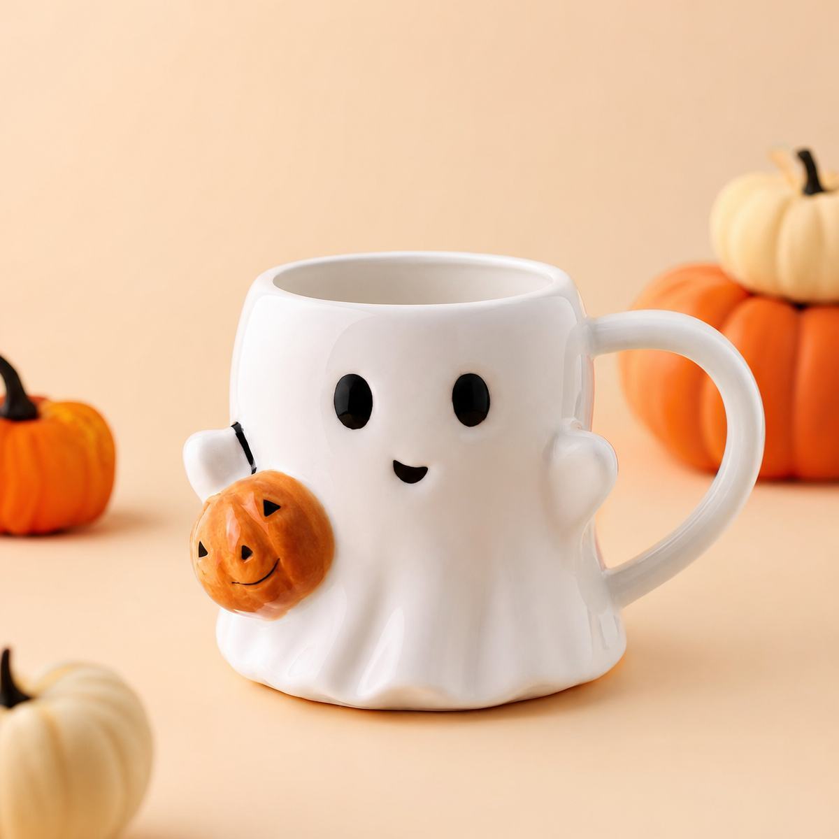 Cute Ghost Ceramic Mug for Halloween – Spooky Yet Sweet Gift for Kids & Adults, Holds Coffee or Hot Chocolate - MyMoonLampUk