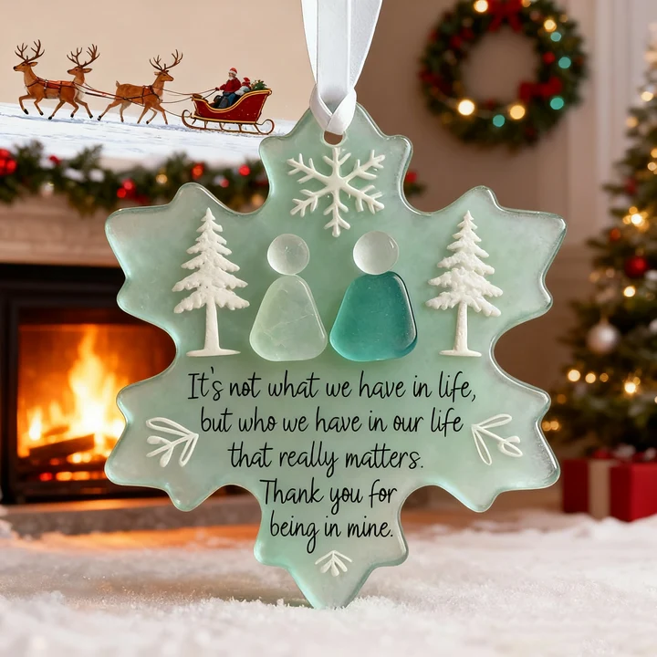 Snowflake-Shaped Sea Glass Friendship Decor Christmas Ornaments - MyMoonLampUk