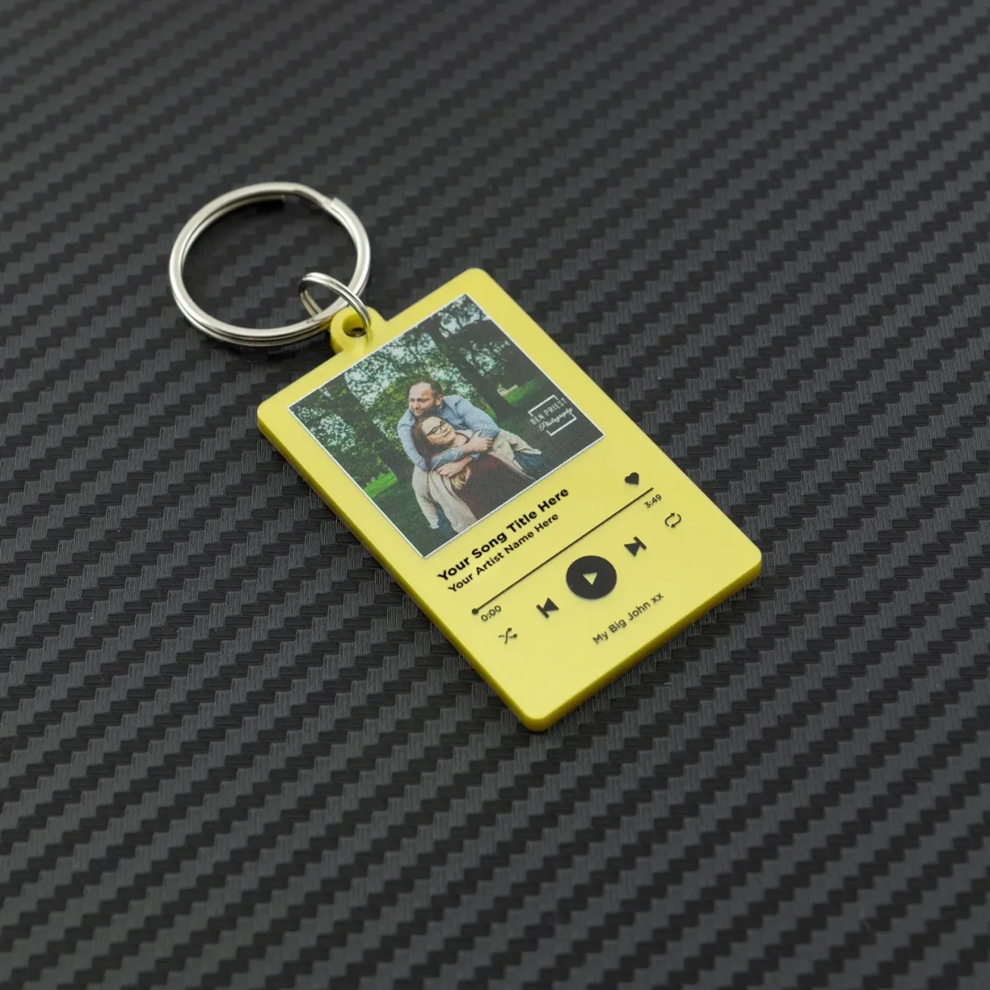 Personalized Photo and Song Keychain, Boyfriend Girlfriend Valentines Music Love Keyrings
