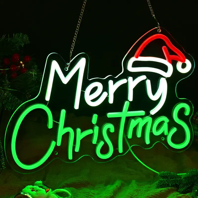Merry Christmas Neon Sign Brightness LED Christmas Decorations Light Up Wall Decor Wall Neon Light for Windows, Living Room, Bedroom, Party, Gifts - MyMoonLampUk