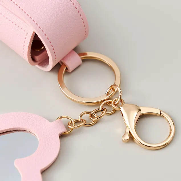 Engraved Birth Flower Lipstick Keychain Case with Mirror, Custom PU Leather Lip Balm Bag, Personalized Birthday Gift for Her, Christmas gift - MyMoonLampUk