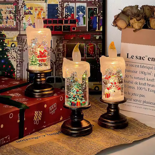 Christmas Candle Lights Sparkling Atmosphere Decorative Ornaments Lights Christmas Exquisite Gifts Glowing Night Lights