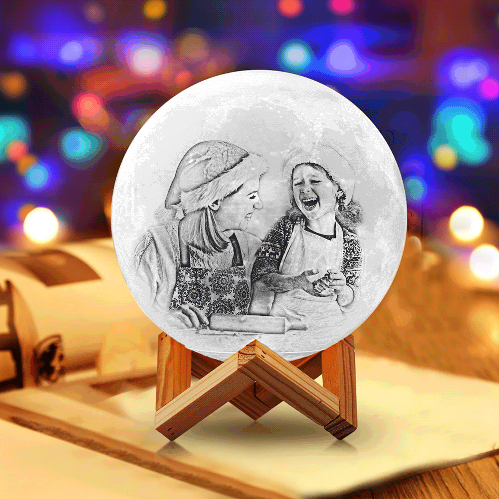 2 Colors Custom Photo Lamp 3D Printed Engraved Moon Lamp