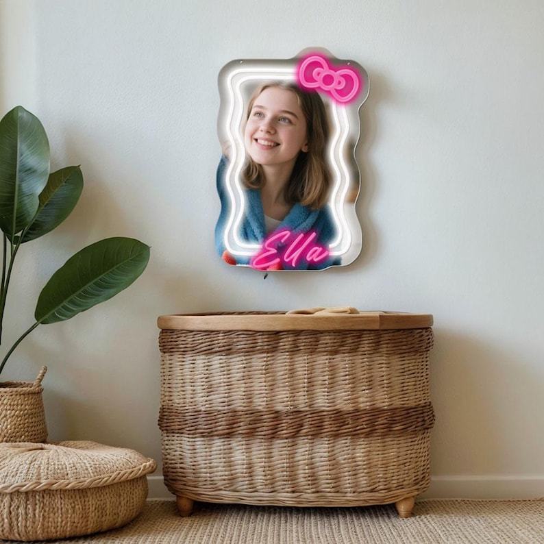 Custom Selfie Neon Sign, Mirror LED Sign for Photo booth, Backdrop, Custom Acrylic Light, Couple Photo Prop, Personalized Gifts, Room Decor - MyMoonLampUk