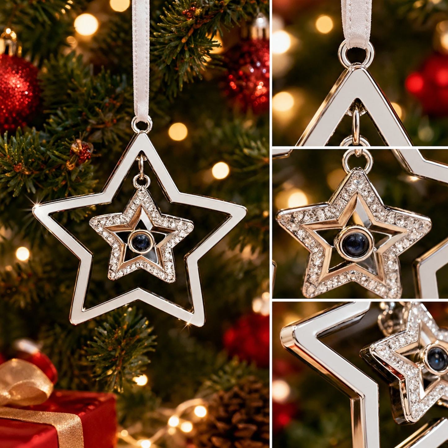 Custom Projection Photo Star Decoration, Christmas Tree Star Ornament, Christmas Photo Ornament, Baby's First Christmas Decoration for Gift Giving - MyMoonLampUk