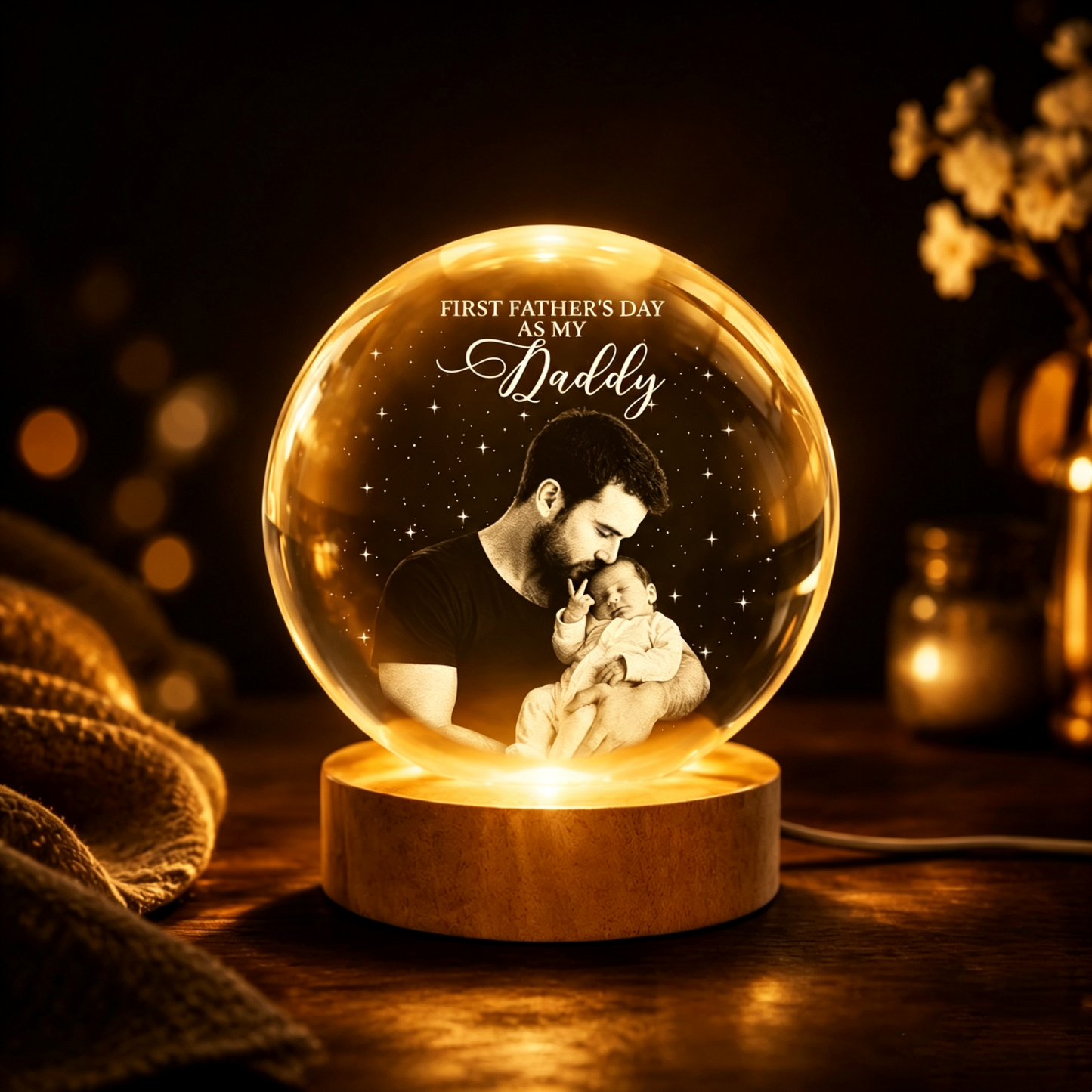 Our First Father's Day Together Custom Photo, For New Dad - Personalized Night Light - MyMoonLampUk