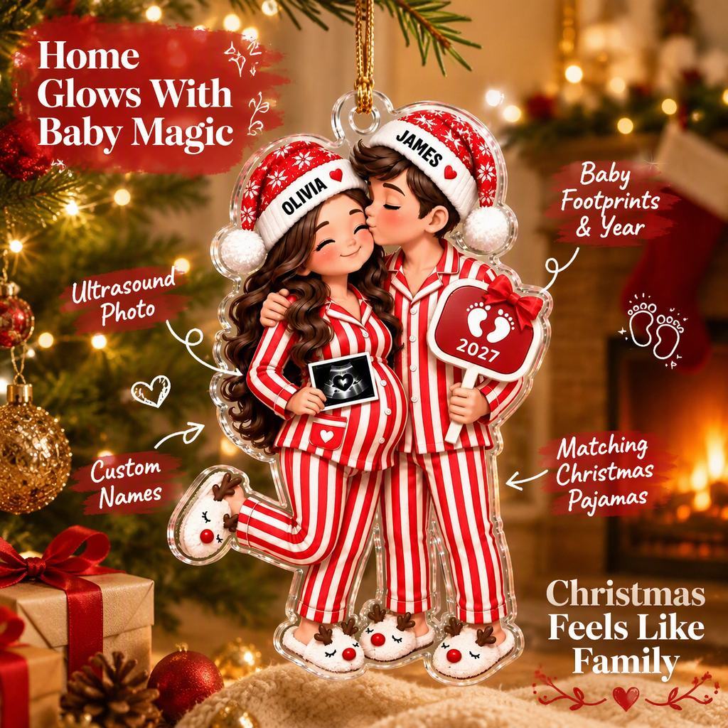 Custom Christmas Ornament for Expecting Parents - Personalized Pregnancy Announcement Gift 2027 - MyMoonLampUk