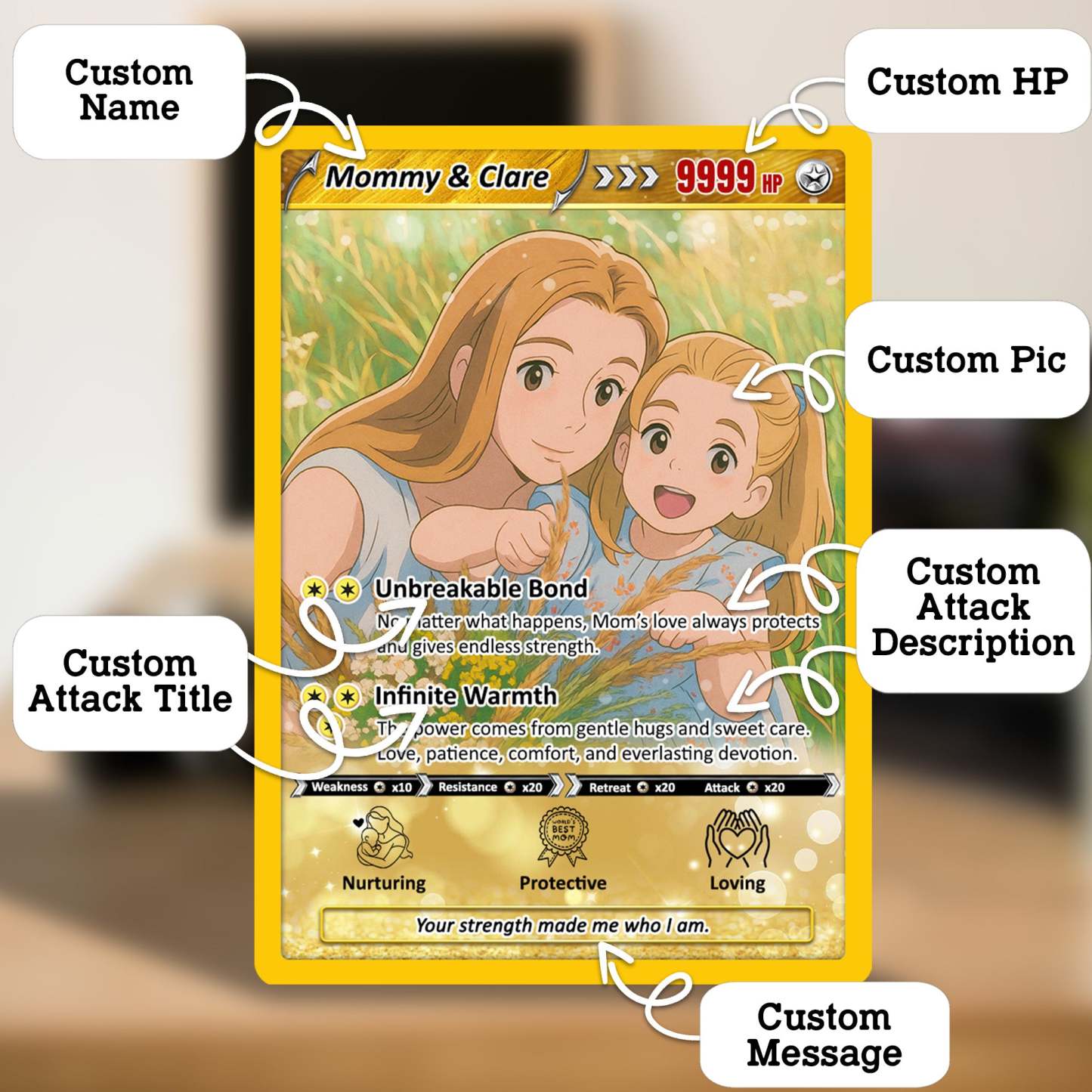 Mother's Day Custom Card Mommy Card Anime-Inspired Personalized Card for Mom