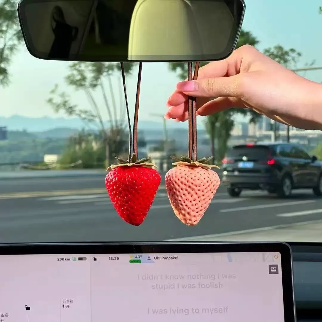 Pink 3D Strawberry Keychain Bag charm Personalized Strawberry Accessory Keychain - MyMoonLampUk