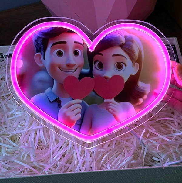 Personalized Cartoon Photo Heart Neon - MyMoonLampUk