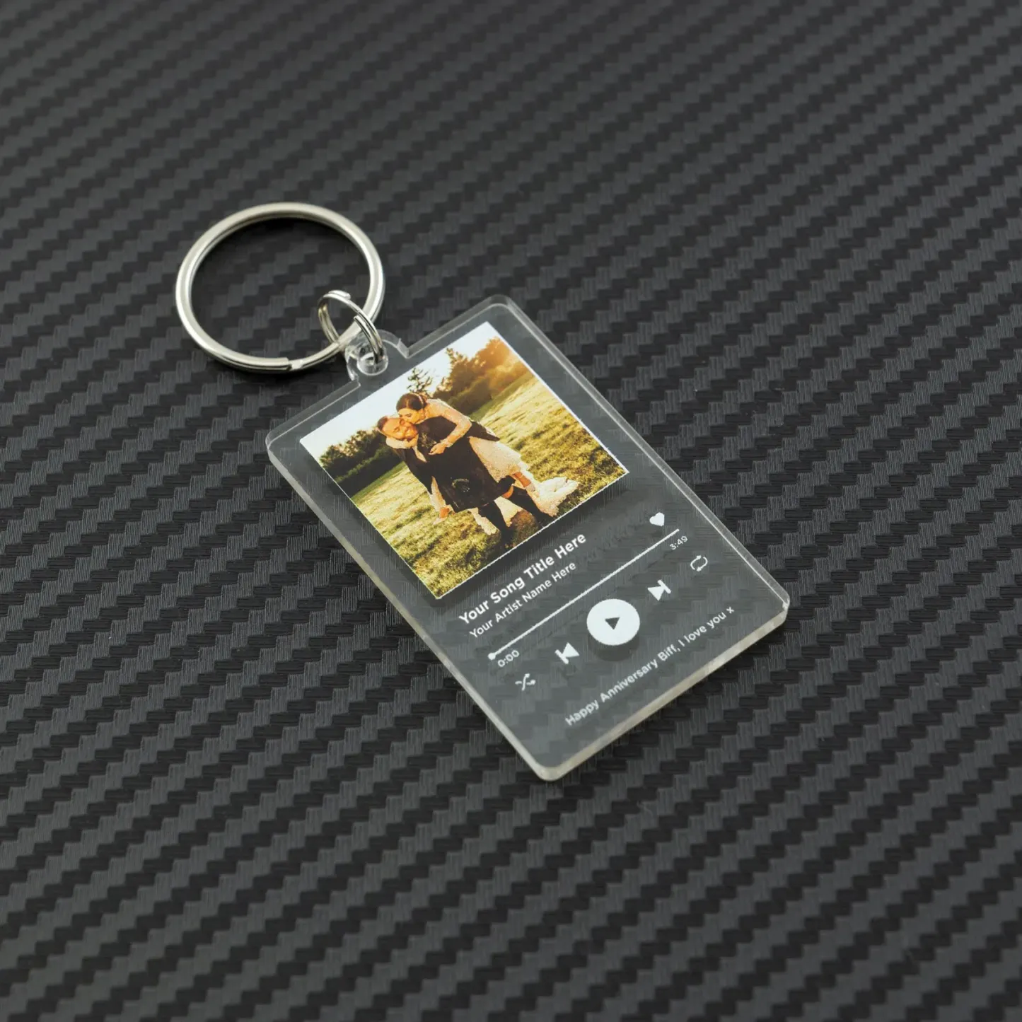 Personalized Photo and Song Keychain, Boyfriend Girlfriend Valentines Music Love Keyrings