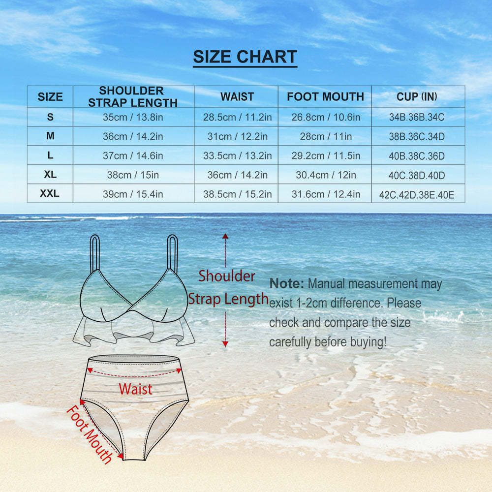 Custom Face Bikini Set Personalization Face Swimsuit Tropical Leave Pattern